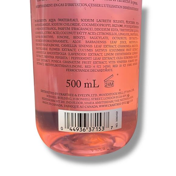 Crabtree & Evelyn Rosewater Bath & Shower Gel 16.9 oz Large 500mL Pink Dent - Picture 10 of 12